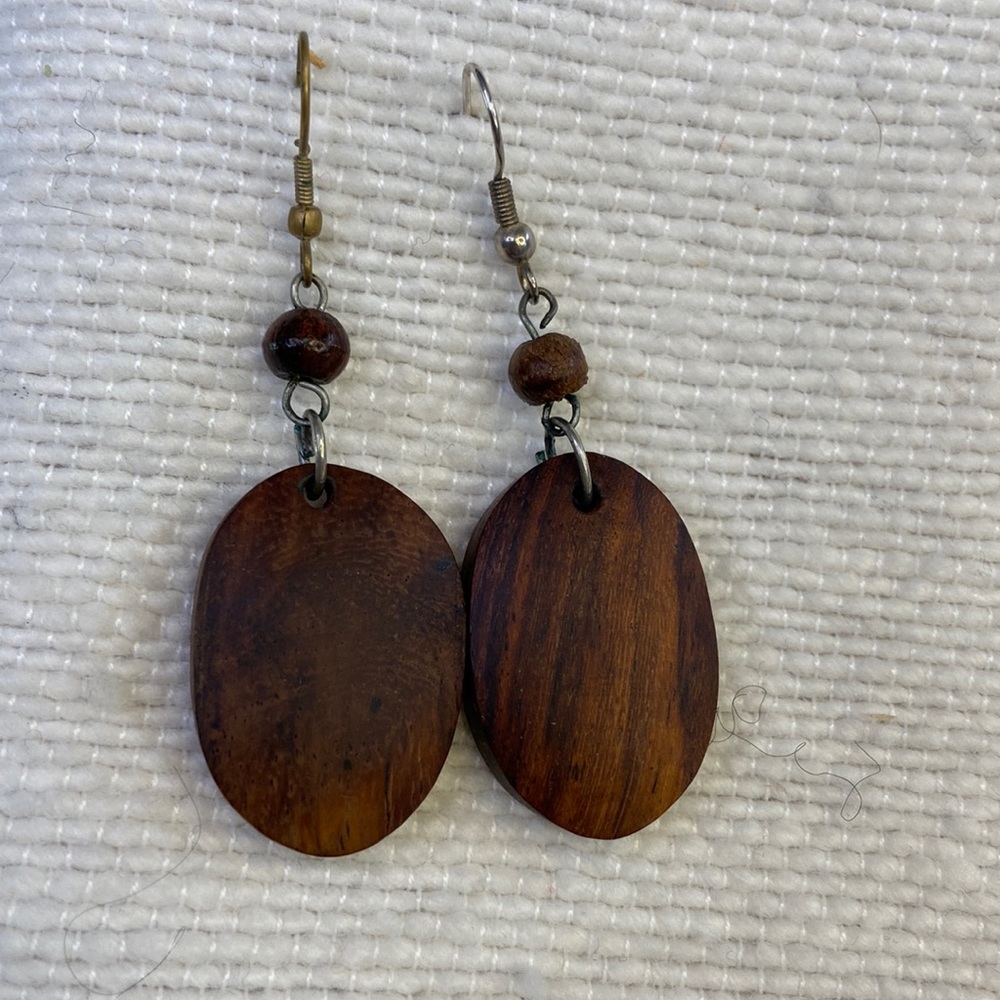 Handcrafted Wood Drop Pierced Earrings